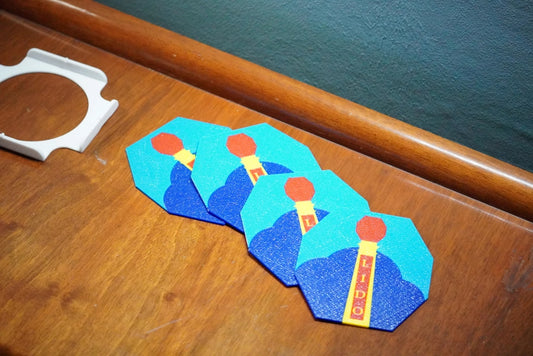 A coaster set inspired by the coastal Margate Lido