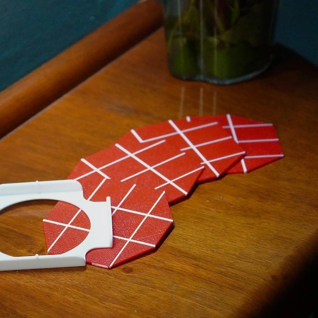 a coaster set inspired by the top of the Margate Lido sign